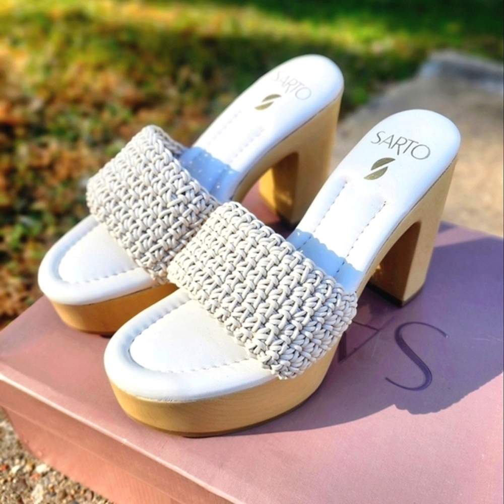 Franko Sarto Wendy Platform Heeled Sandals color Bone size Women's 7 NIB